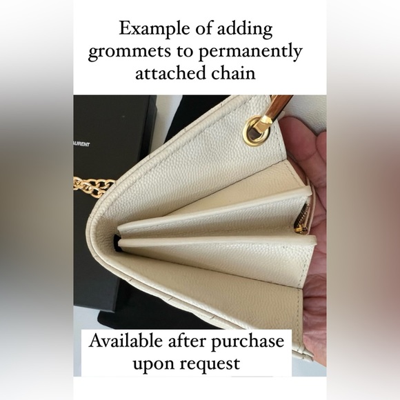 Beige Saint Laurent Cassandre Envelope Flap Wallet on Chain - Picture 13 of 15